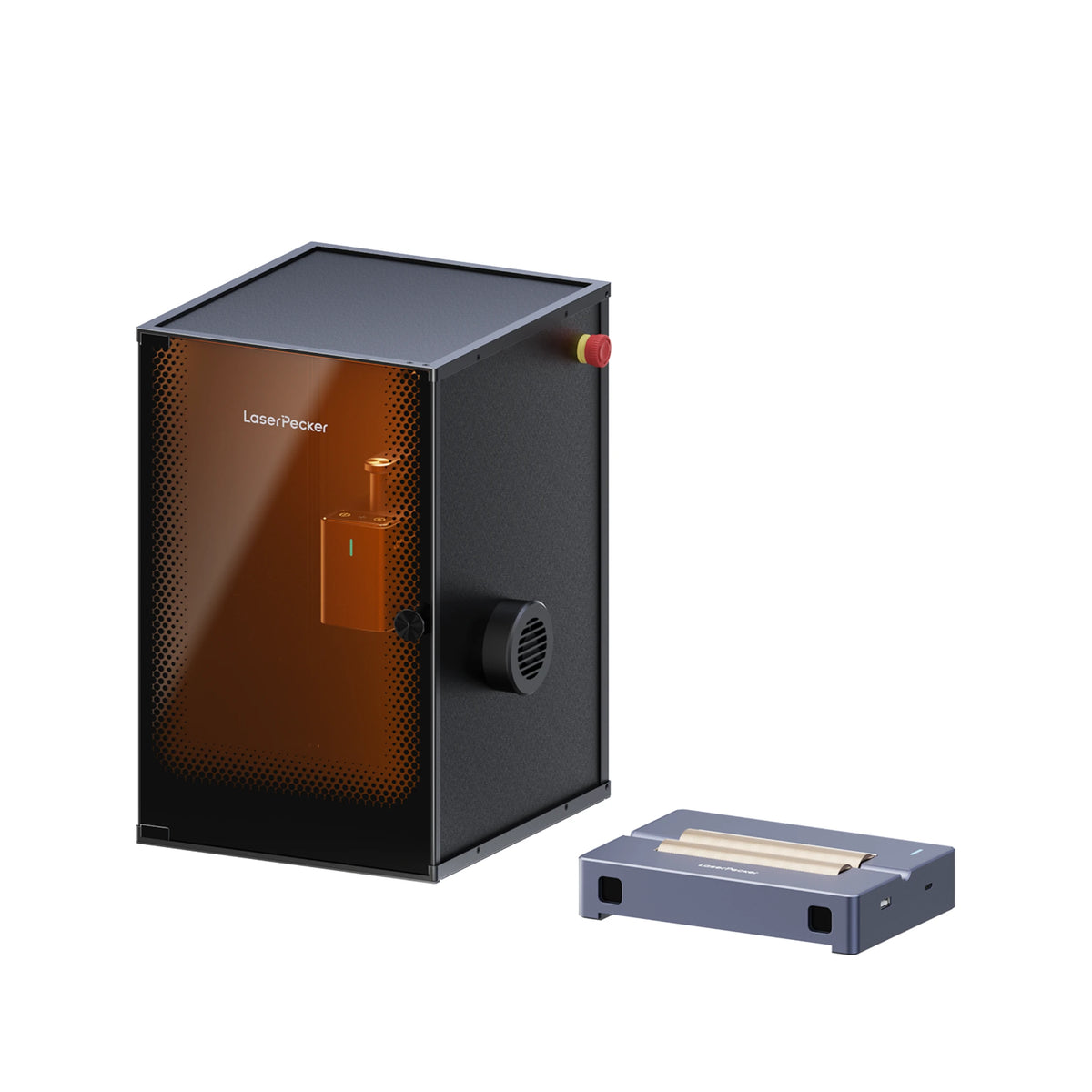 LaserPecker LP2 Safeguard Suite Bundle – LP2 Lasergravierer mit Sicherheitsgehäuse und vielseitiger elektrischer Walze für Zylindergravur.