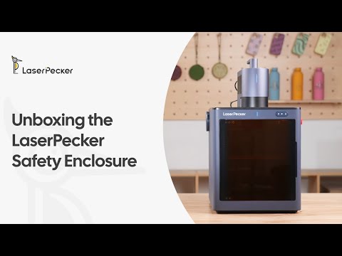 LaserPecker Safety Enclosure Unboxing – Video zum Auspacken der Schutzhaube mit allen Komponenten und Zubehörteilen.
