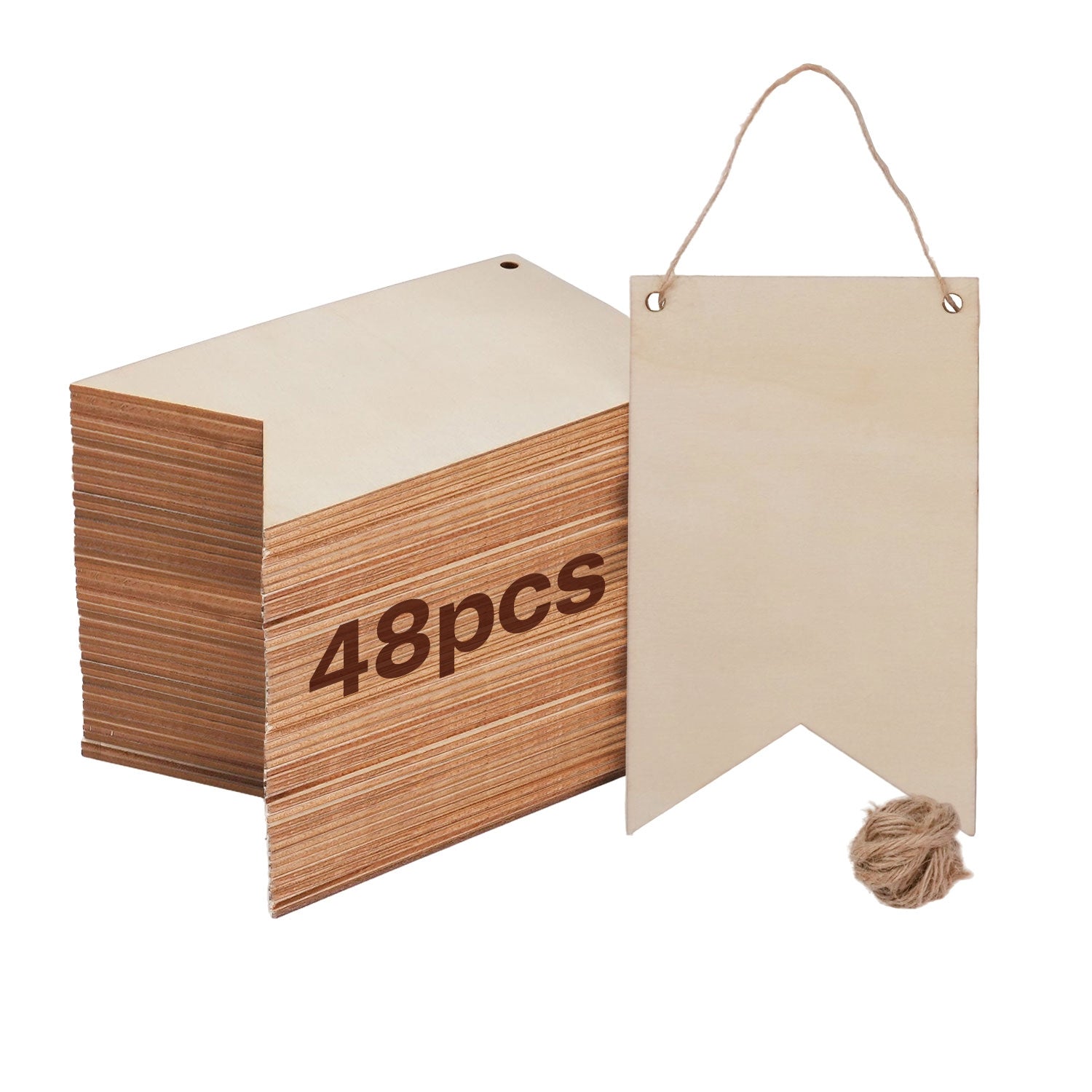 Blanko Wimpelschilder aus Holz, 48 Stk