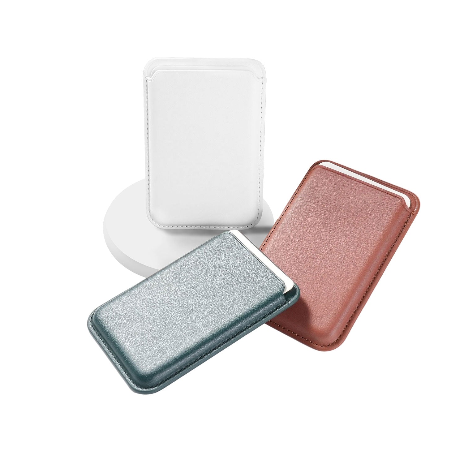 Magnetisches Leder-Kartenhalter für iPhone in drei Farben