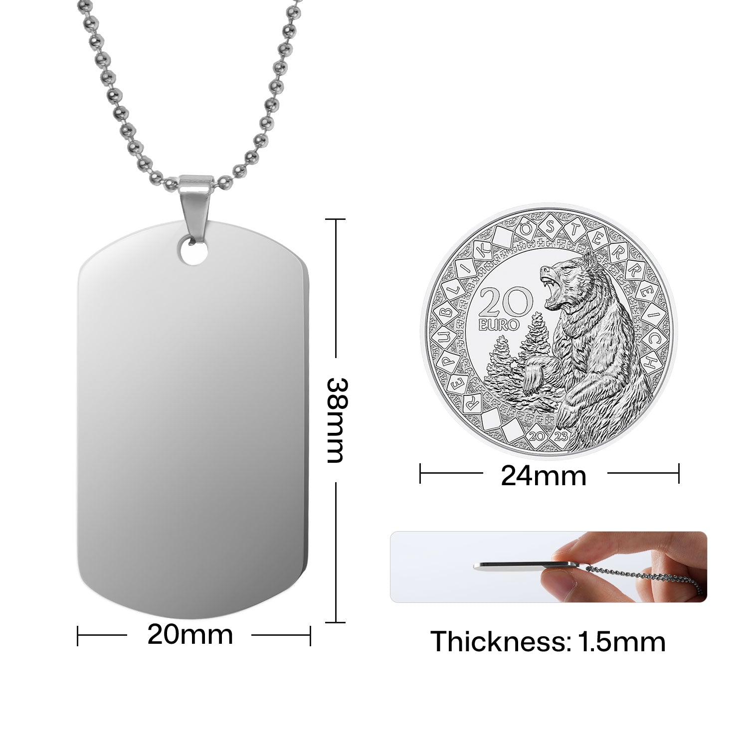 Abmessungen: 38 x 20 x 1,5 mm