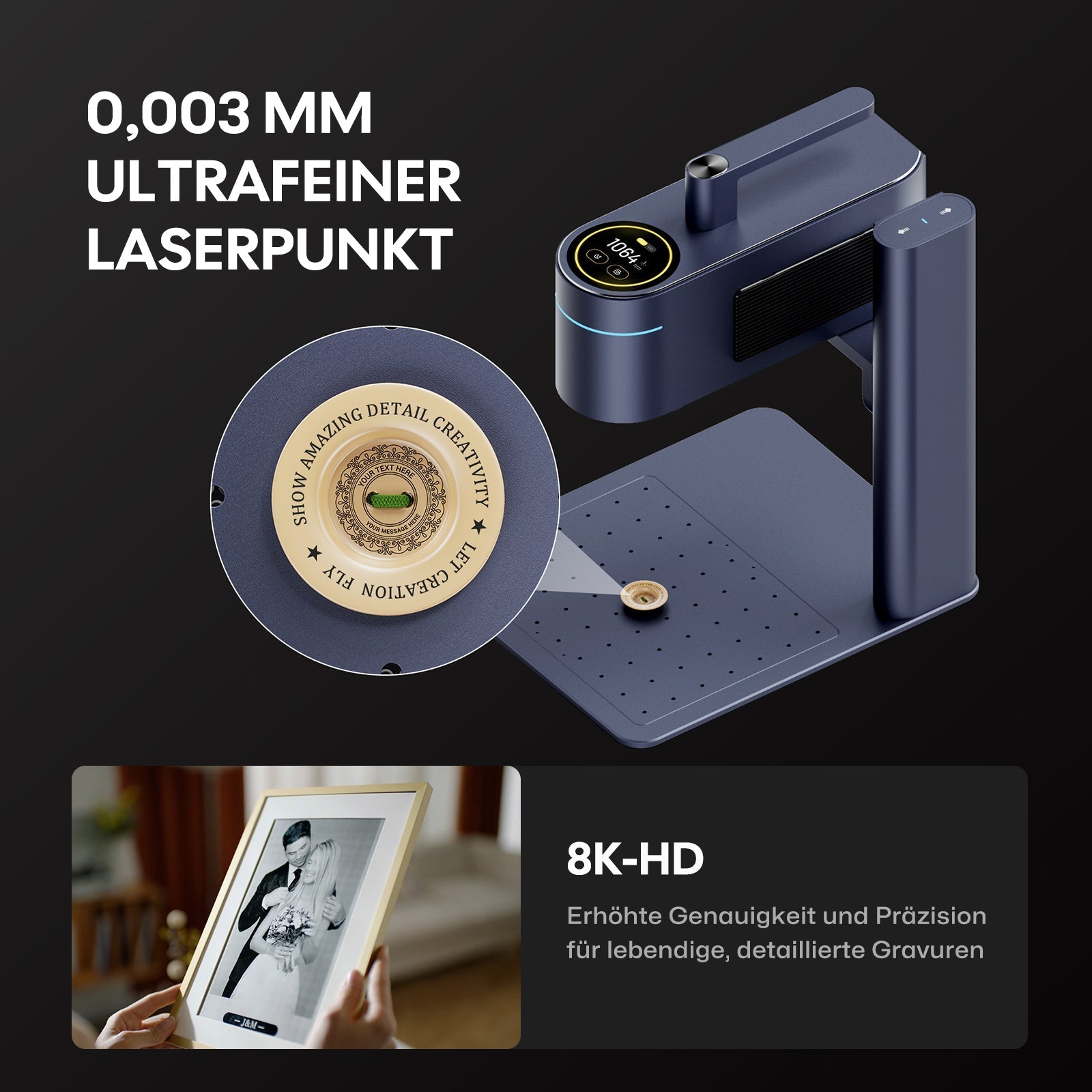 0,003mm ultrafeiner Laserpunkt für 8K HD Auflösung