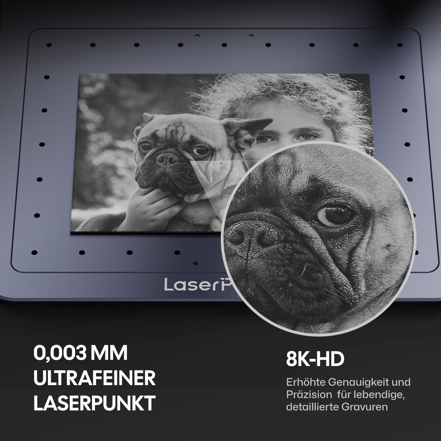 0,003mm ultrafeiner Laserpunkt für 8K HD Auflösung