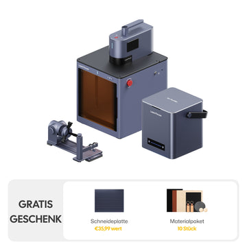 LaserPecker LP5 Safeguard All-in-One Bundle – geschlossener 20W Dual-Lasergravierer mit Rotationsmodul und tragbarem Luftreiniger, gratis Geschenk: Schneideplatte im Wert von 35,99 € und Materialpaket mit 10 Stück.