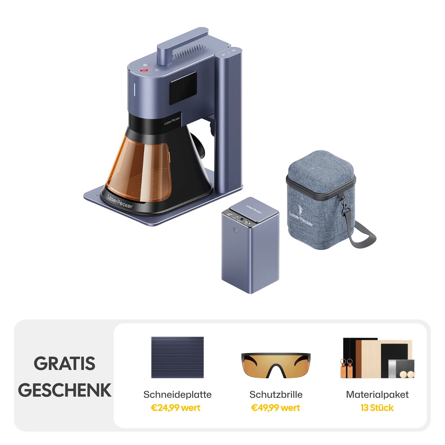 LaserPecker LP5 - Intelligenter 20W Faser- & Dioden-Lasergravierer