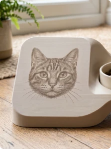PETG-Futtererhöhung für Katzen mit graviertem Haustierporträt