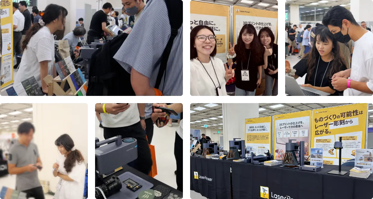 LaserPecker-Team im Austausch mit 3D-Druck-Enthusiasten auf einer Messe in Japan