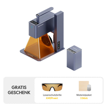 LaserPecker LP2 Lasergravierer mit PowerPack Plus – gratis Geschenk: Laserschutzbrille im Wert von 49,99 € und Materialpaket mit 2 Stück.