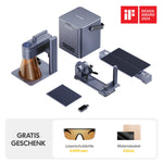 LaserPecker LP4 All-in-One Bundle – inklusive Schiebeerweiterung, Rotationserweiterung und Luftreiniger, gratis Laserschutzbrille im Wert von 49,99 € und Materialpaket mit 8 Stück.
