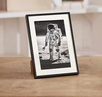 High-resolution astronaut space photo laser engraved on black coated aluminum by LaserPecker LP4.