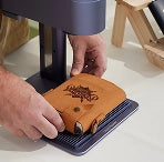 LaserPecker LP4 custom laser engraved personalized leather flask sleeves.