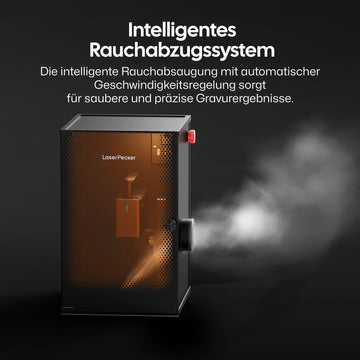 LaserPecker intelligentes Rauchabzugssystem – automatische Geschwindigkeitsregelung für saubere und präzise Gravurergebnisse.