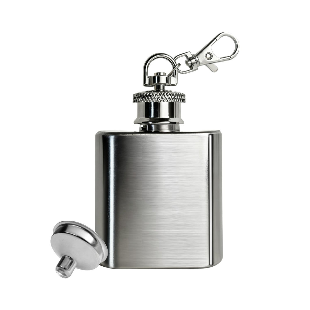 🎁 Mini Stainless Steel Flask with Funnel, Pocket Flask Keychain (1 OZ) (100% off)
