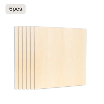 6-piece basswood plywood sheet set 300x300x3mm for laser engraving and cutting.