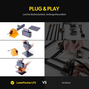 LaserPecker LP2 Plug & Play – leichte Bedienbarkeit und anfängerfreundlich im Vergleich zu anderen Lasergravierern.