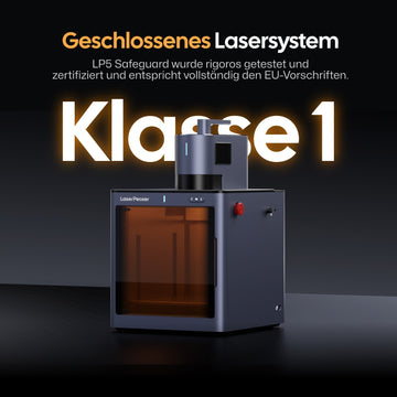 LaserPecker LP5 Safeguard – geschlossenes Lasersystem, Klasse 1 zertifiziert und vollständig konform mit EU-Vorschriften.