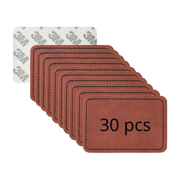 Etiketten Hutaufnäher aus PU-Leder (30 Stk) Quadrat / Braun