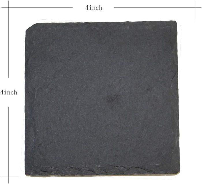 Schieferuntersetzer aus Stein, Quadratisch, Schwarz (6 Stk) - LaserPecker Deutschland Offiziell