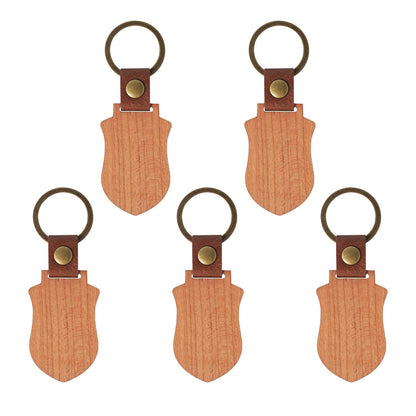Schildförmige Schlüsselanhänger aus Holz (5 Stk) - LaserPecker Deutschland Offiziell