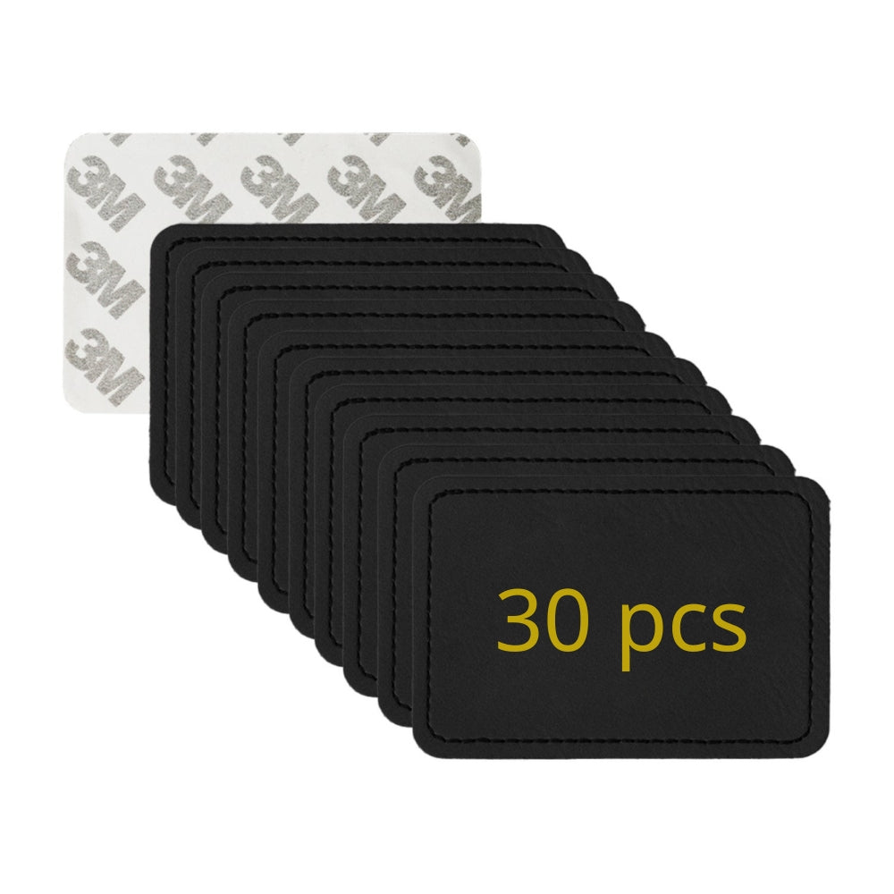 Etiketten Hutaufnäher aus PU-Leder (30 Stk) Quadrat / Schwarz